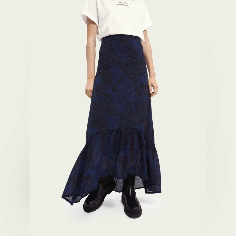 NWT Scotch & Soda Patterned high-low maxi skirt, Size XS